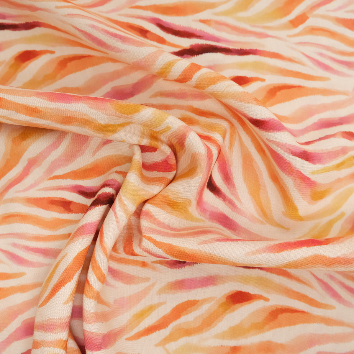 Popeline de Viscose Imprimée Zebra Rose Orange - Maison Klem